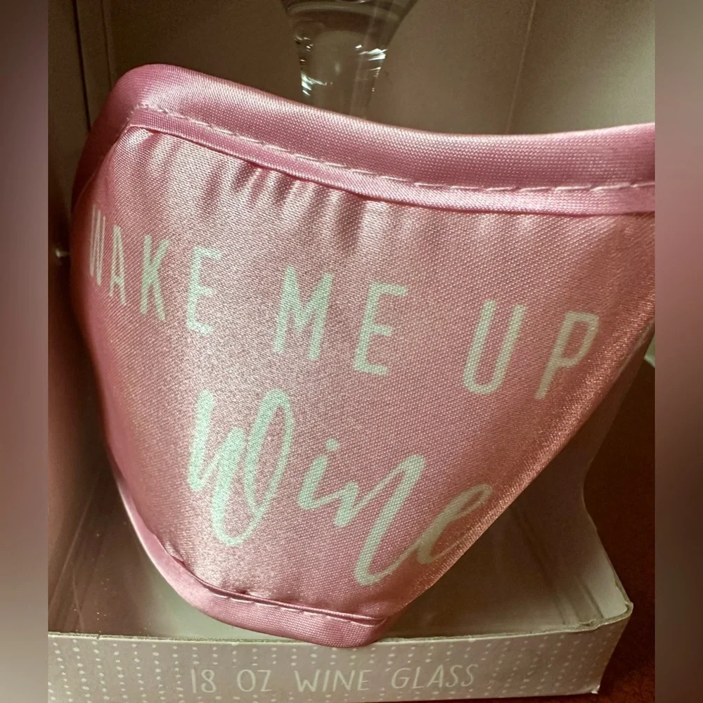 Wine Glass + Eyemask Gift Set “I’m On Cloud Wine”  Pink Sleep Mask